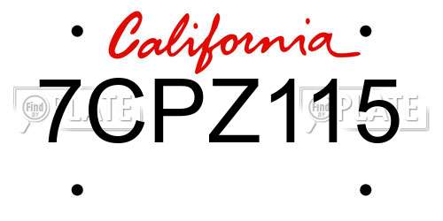 7CPZ115 California License Plate