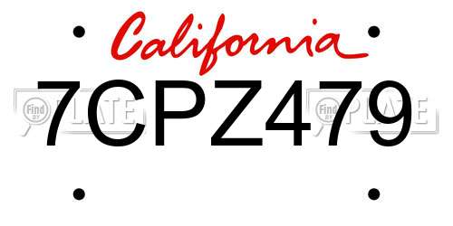 7CPZ479 California License Plate