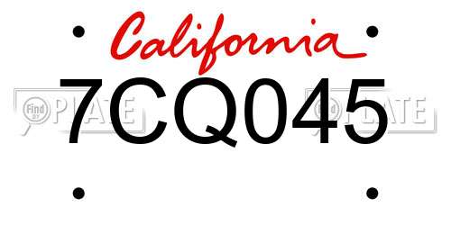 7CQ045 California License Plate