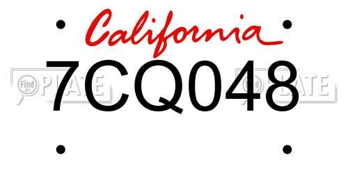 7CQ048 California License Plate
