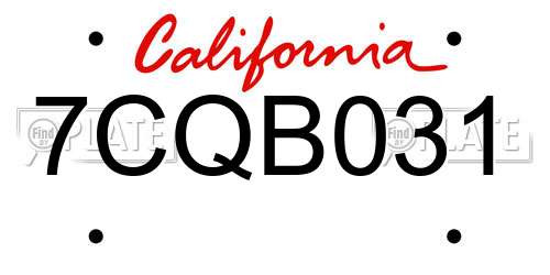 7CQB031 California License Plate