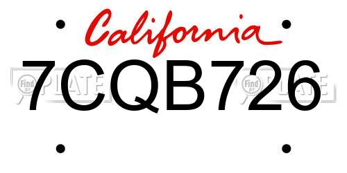 7CQB726 California License Plate