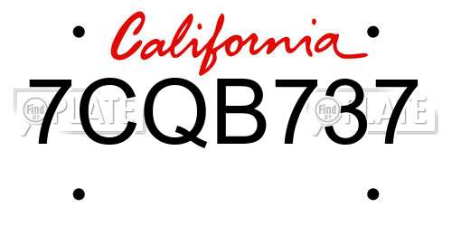 7CQB737 California License Plate