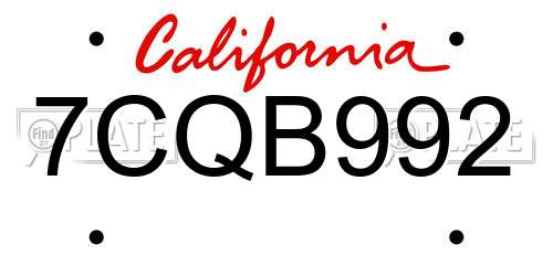 7CQB992 California License Plate