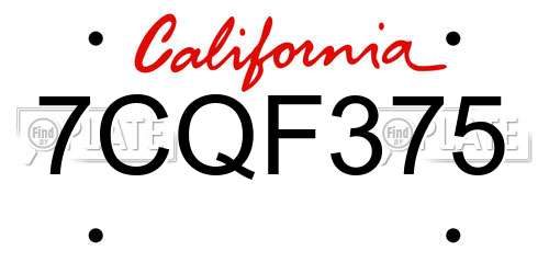 7CQF375 California License Plate