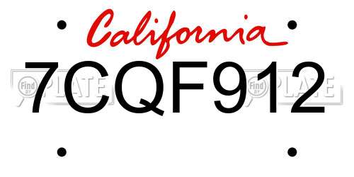 7CQF912 California License Plate