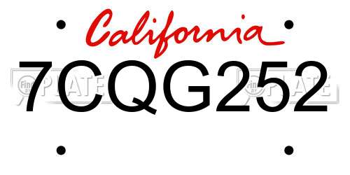 7CQG252 California License Plate