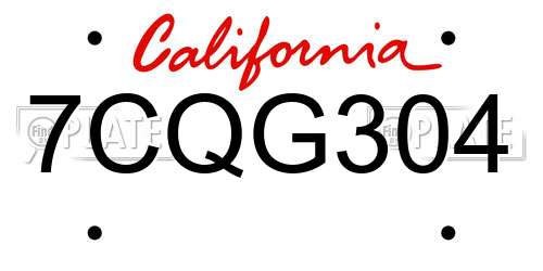 7CQG304 California License Plate