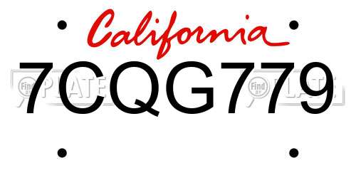 7CQG779 California License Plate