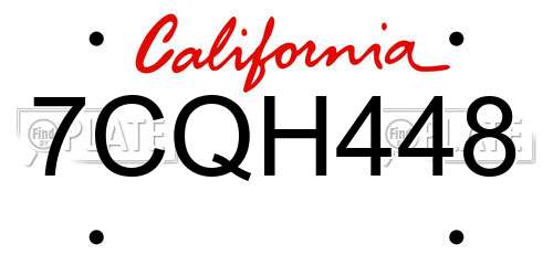 7CQH448 California License Plate