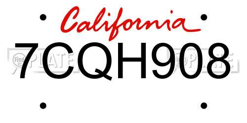 7CQH908 California License Plate