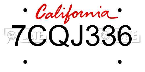 7CQJ336 California License Plate