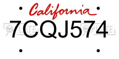 7CQJ574 California License Plate