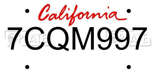 7CQM997 California License Plate