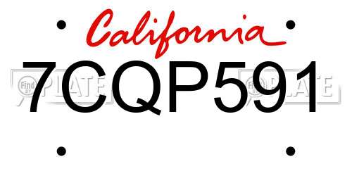 7CQP591 California License Plate