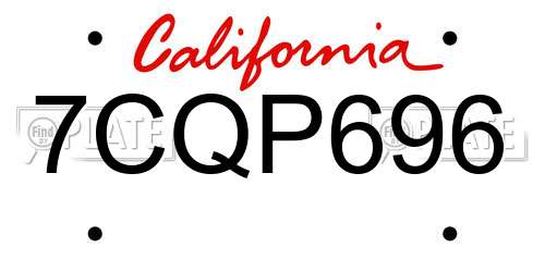 7CQP696 California License Plate
