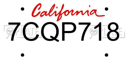 7CQP718 California License Plate