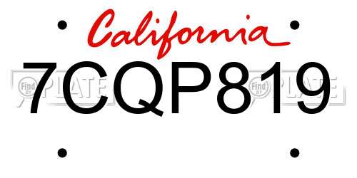 7CQP819 California License Plate