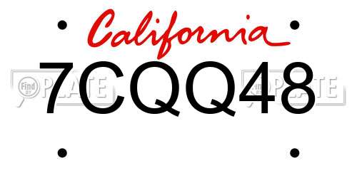7CQQ48 California License Plate