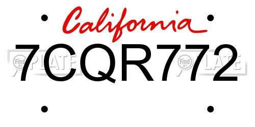 7CQR772 California License Plate