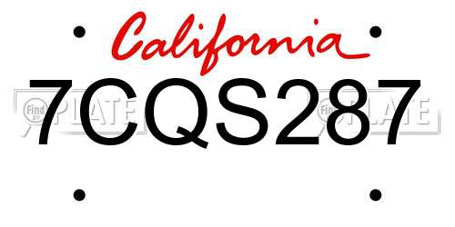 7CQS287 California License Plate