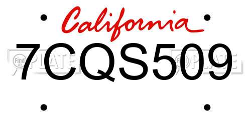 7CQS509 California License Plate
