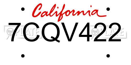7CQV422 California License Plate