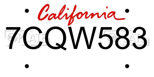 7CQW583 California License Plate