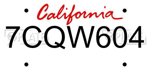 7CQW604 California License Plate