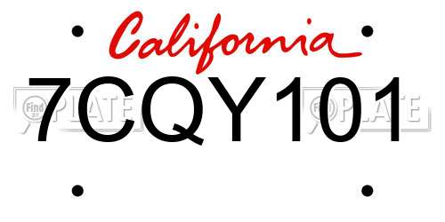 7CQY101 California License Plate