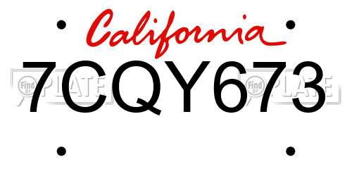 7CQY673 California License Plate