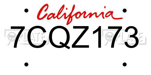 7CQZ173 California License Plate