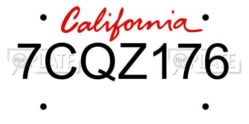 7CQZ176 California License Plate