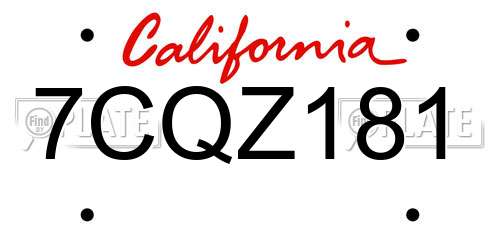 7CQZ181 California License Plate