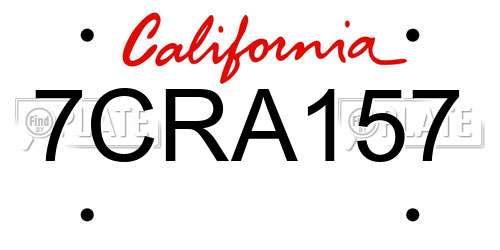7CRA157 California License Plate