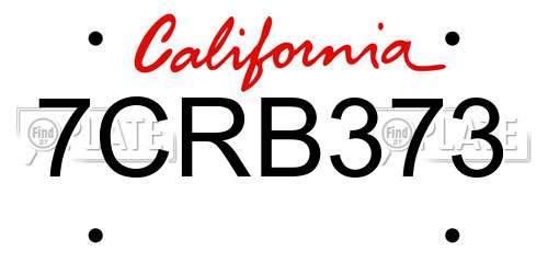 7CRB373 California License Plate