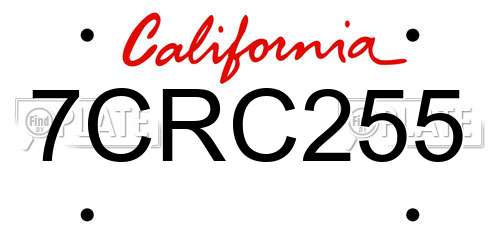 7CRC255 California License Plate