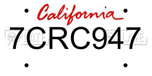7CRC947 California License Plate