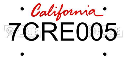 7CRE005 California License Plate