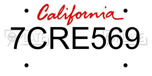 7CRE569 California License Plate
