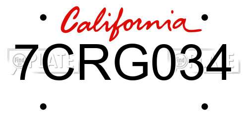 7CRG034 California License Plate