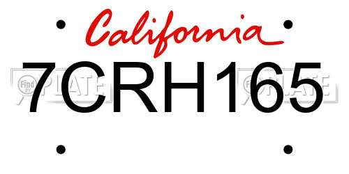 7CRH165 California License Plate