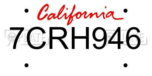 7CRH946 California License Plate