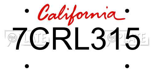 7CRL315 California License Plate