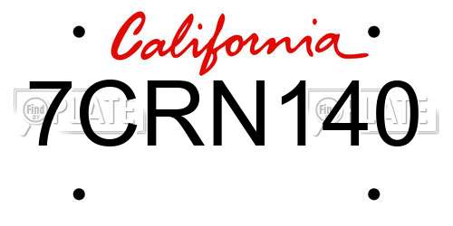 7CRN140 California License Plate