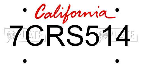 7CRS514 California License Plate