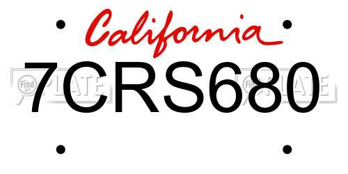 7CRS680 California License Plate