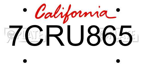 7CRU865 California License Plate