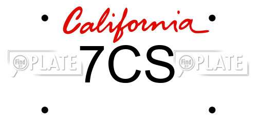 7CS California License Plate