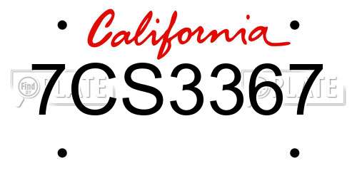7CS3367 California License Plate